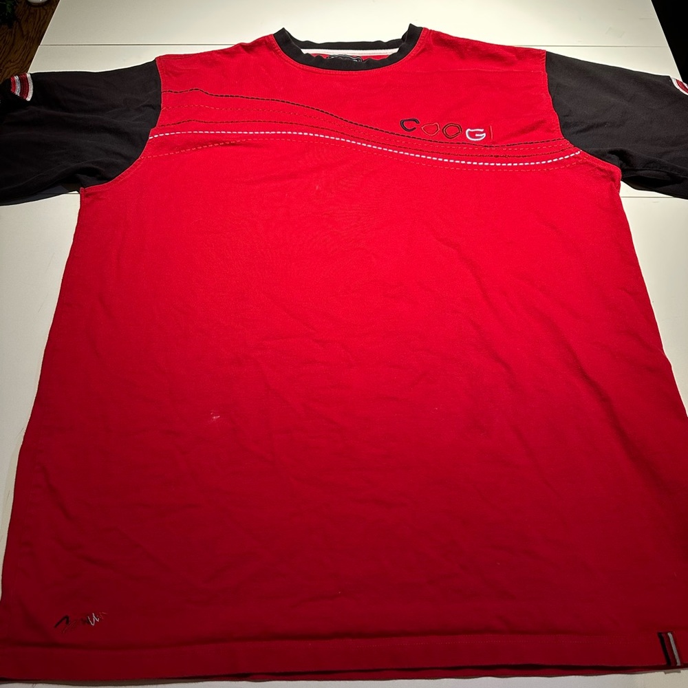 Men’s Vintage Y2k Red Short sleeve Stitched Coogi Tee sz XXL